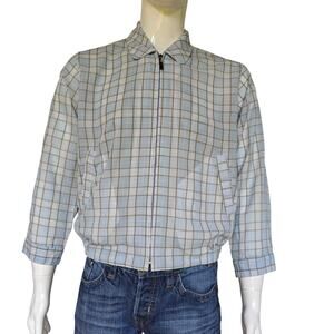 Hanil Men’s Lightweight Plaid Zip Jacket Mesh Lined Bomber Blue S (95)